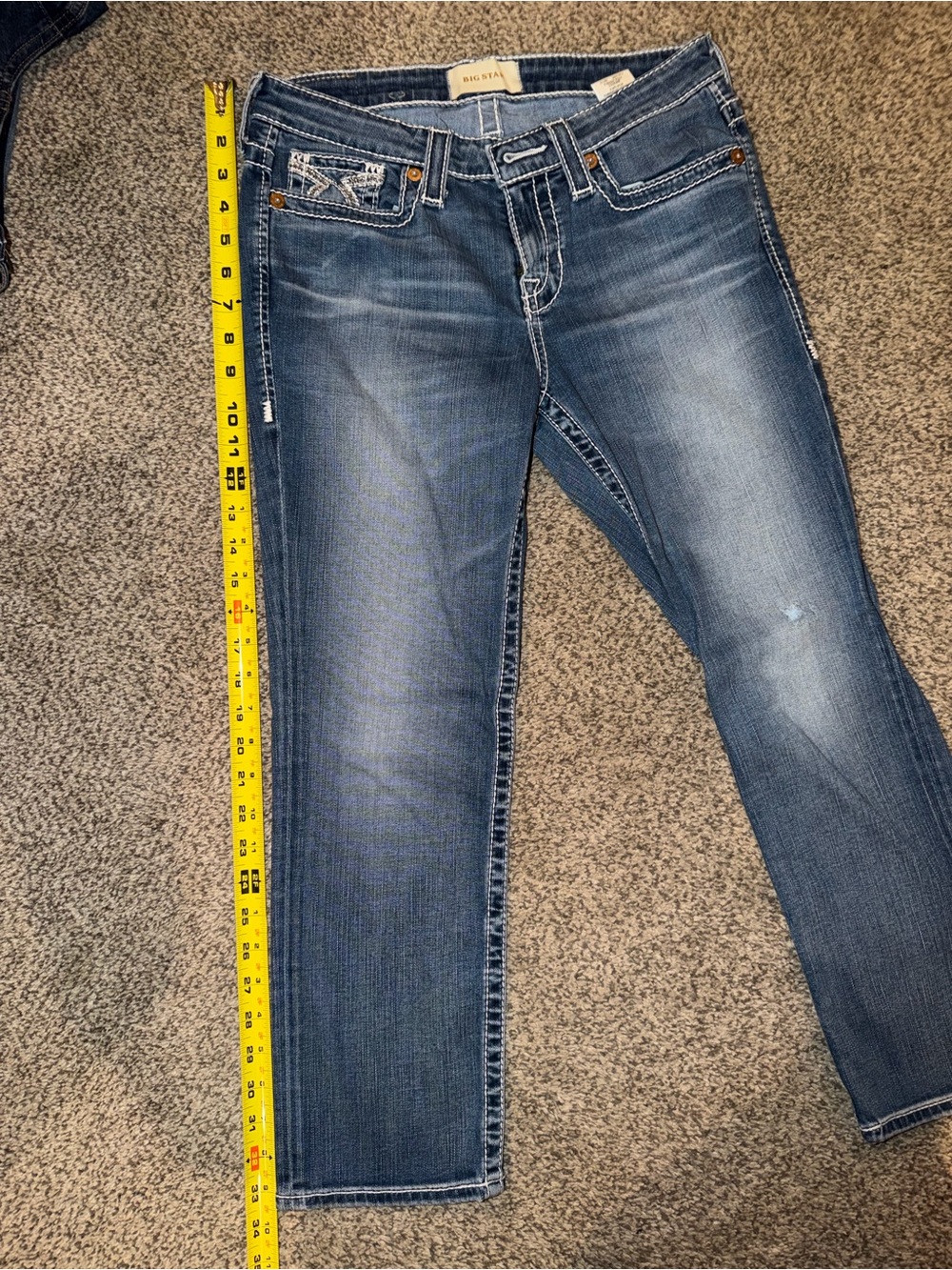 Big Star Women's Medium Blue Straight-Leg Jeans with Fading